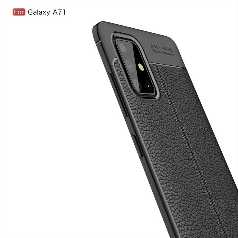 Coque Samsung Galaxy A71 Effet Cuir Litchi Double Line