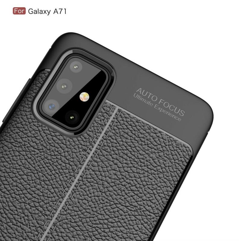 Coque Samsung Galaxy A71 Effet Cuir Litchi Double Line