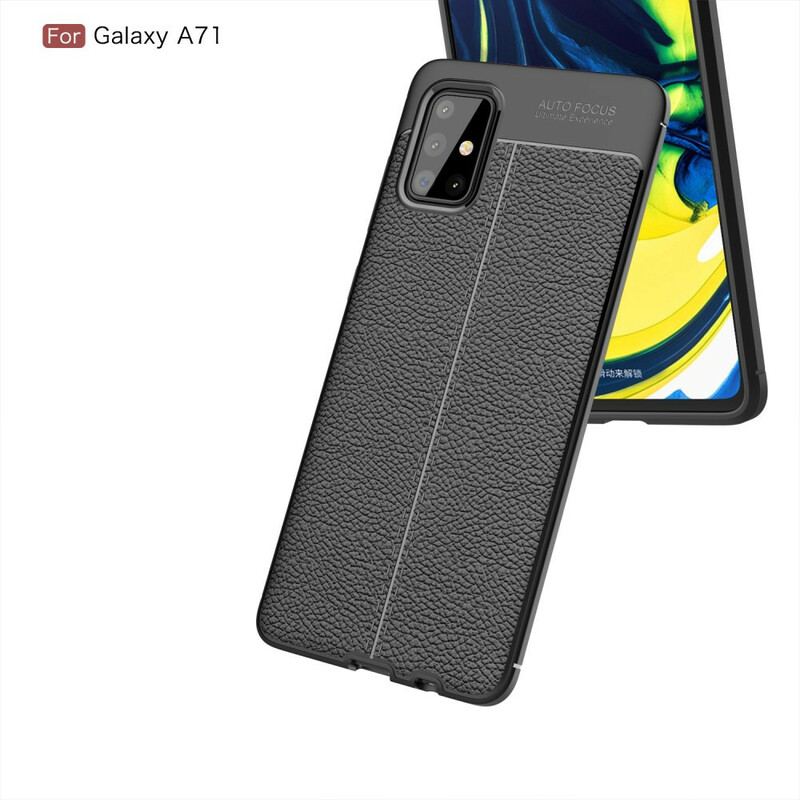 Coque Samsung Galaxy A71 Effet Cuir Litchi Double Line