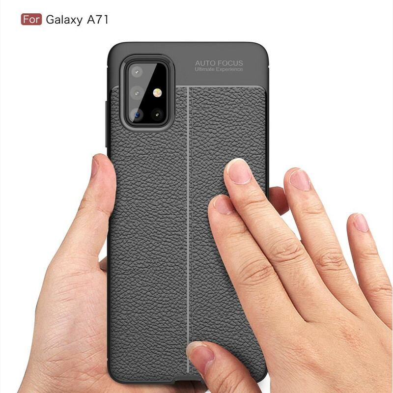 Coque Samsung Galaxy A71 Effet Cuir Litchi Double Line