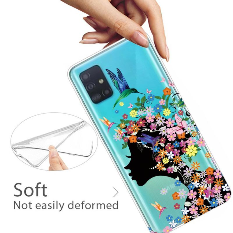 Coque Samsung Galaxy A71 Jolie Tête Fleurie