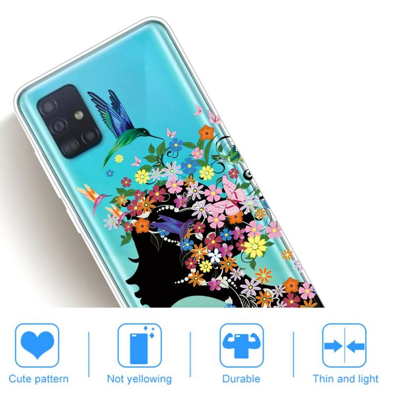 Coque Samsung Galaxy A71 Jolie Tête Fleurie