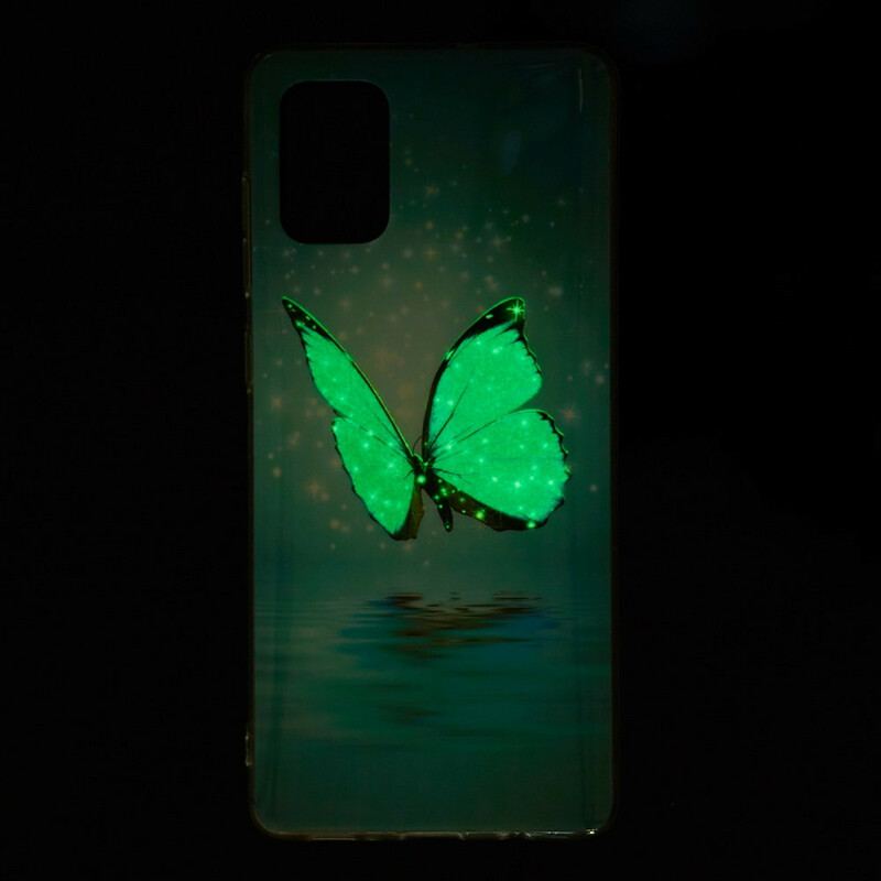 Coque Samsung Galaxy A71 Papillon Bleu Fluorescente