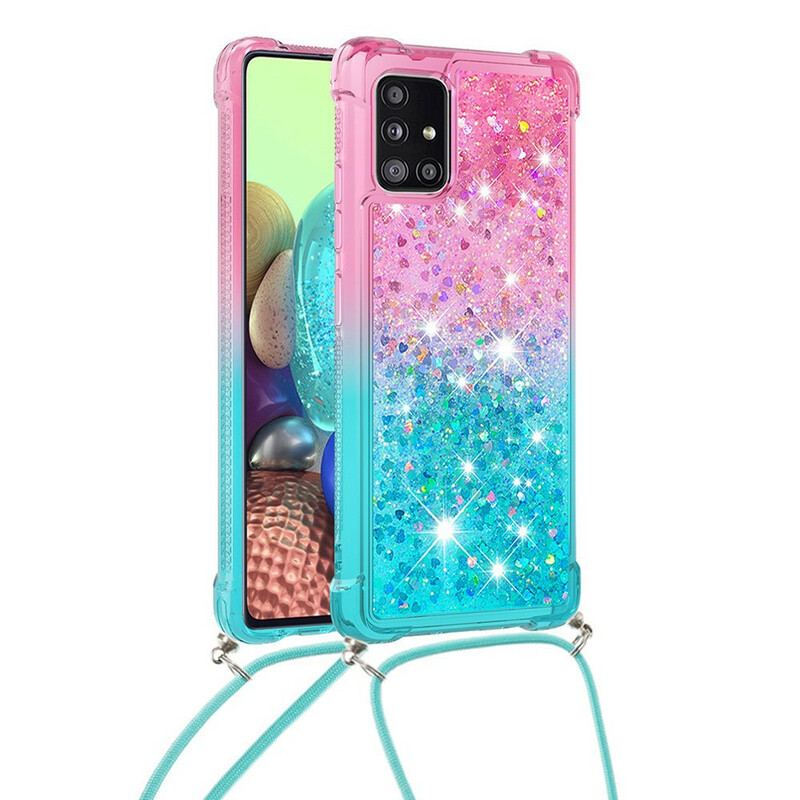 Coque Samsung Galaxy A71 Silicone Paillettes et Cordon