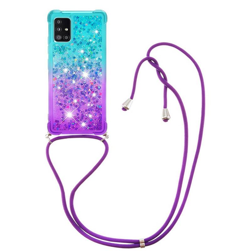 Coque Samsung Galaxy A71 Silicone Paillettes et Cordon