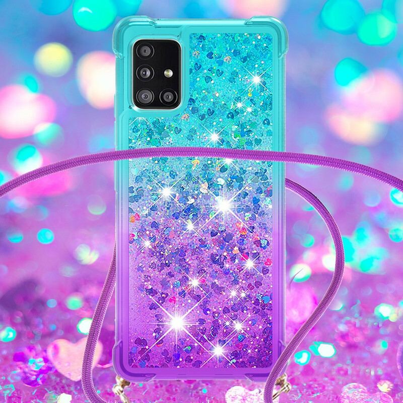 Coque Samsung Galaxy A71 Silicone Paillettes et Cordon