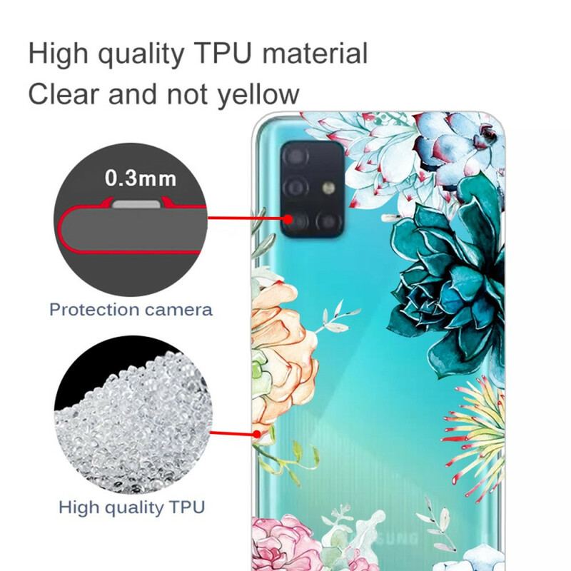 Coque Samsung Galaxy A71 Transparente Fleurs Aquarelle