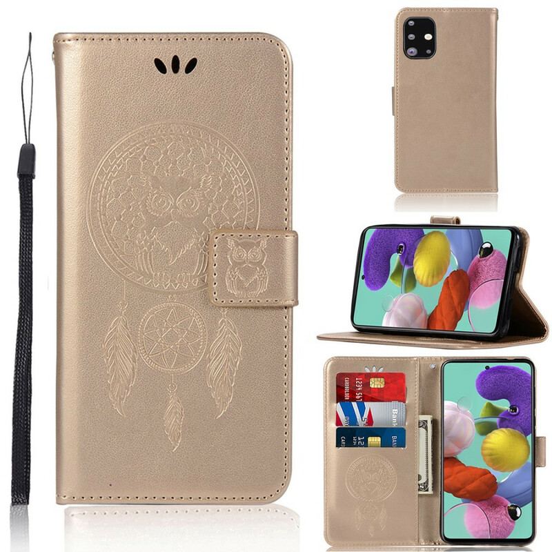 Housse Samsung Galaxy A71 Effet Cuir Attrape Rêves Hibou