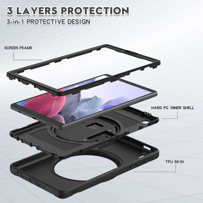 Coque Samsung Galaxy Tab A7 Lite Triple Protection avec Sangle et Support