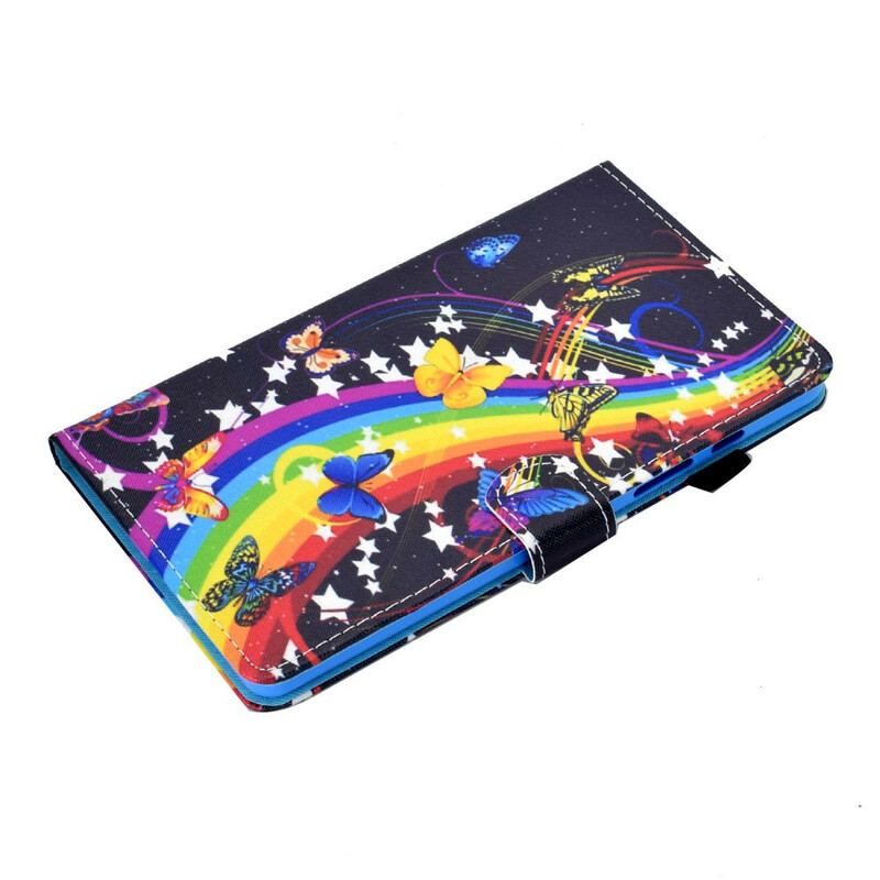 Housse Samsung Galaxy Tab A7 Lite Papillons Arc-en-Ciel