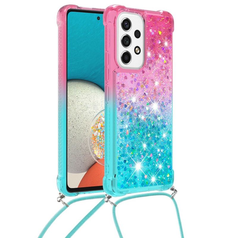 Coque Samsung Galaxy A53 5G à Cordon Silicone Paillettes