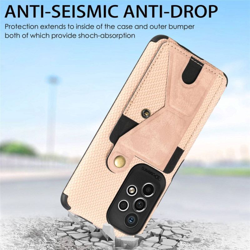 Coque Samsung Galaxy A53 5G Fibre Carbone Porte-Cartes Support