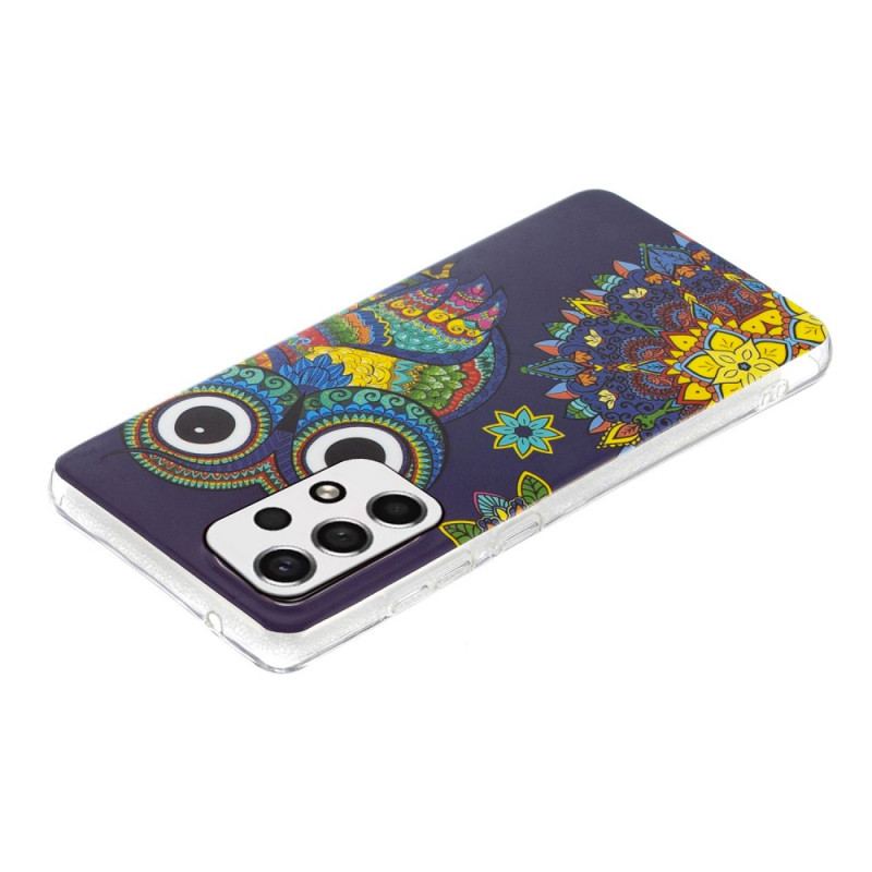 Coque Samsung Galaxy A53 5G Hibou Mandala Fluorescente