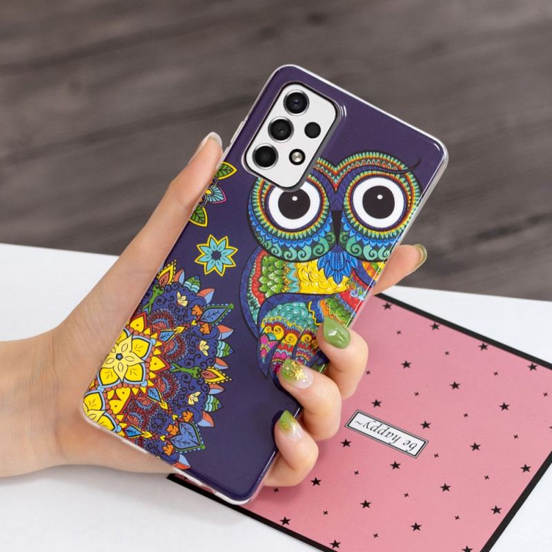 Coque Samsung Galaxy A53 5G Hibou Mandala Fluorescente