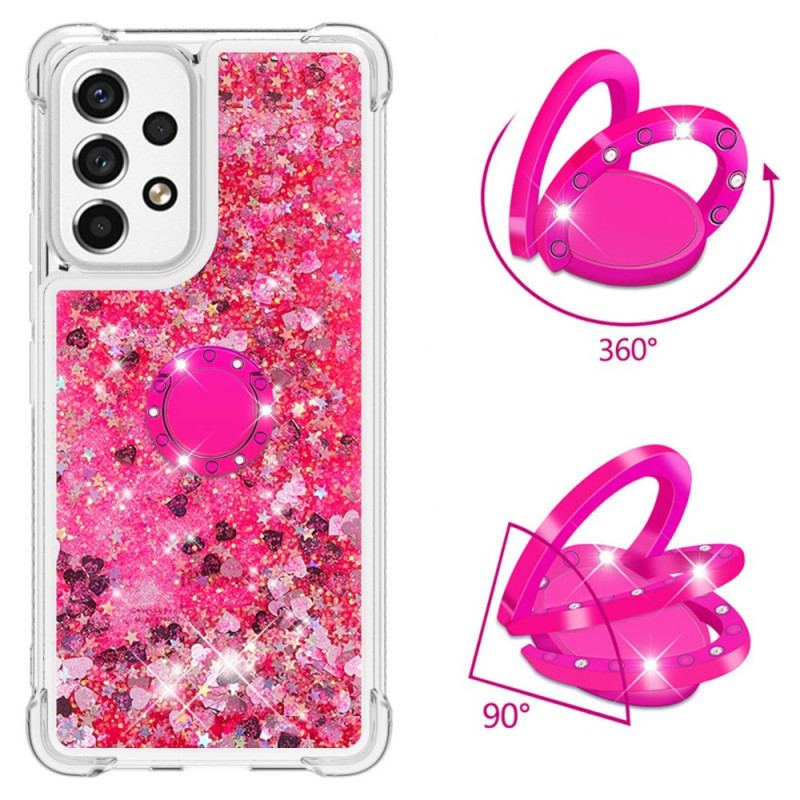 Coque Samsung Galaxy A53 5G Paillettes avec Anneau-Support