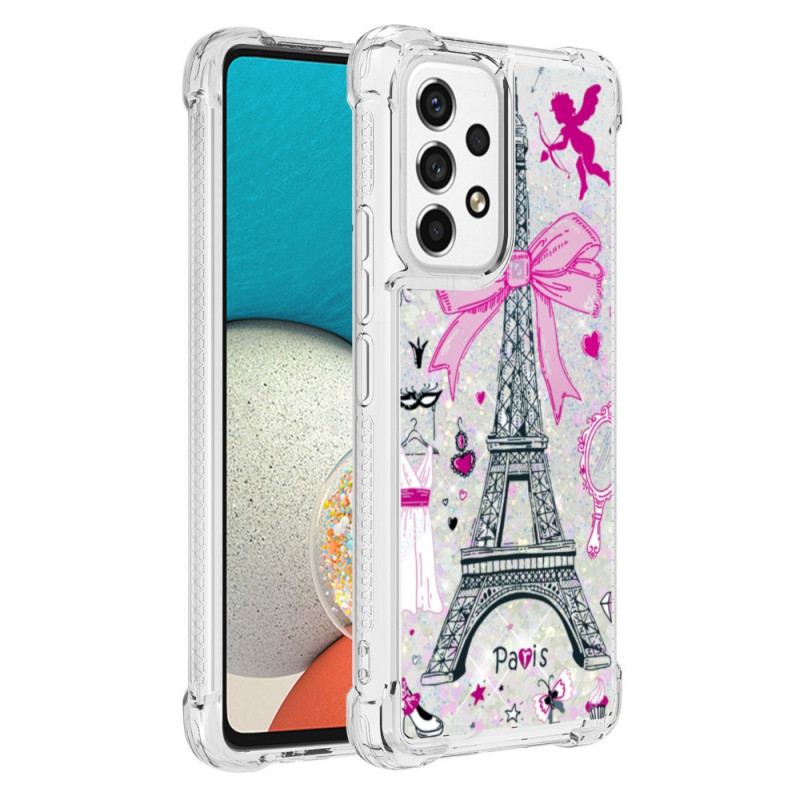 Coque Samsung Galaxy A53 5G La Tour Eiffel Paillettes