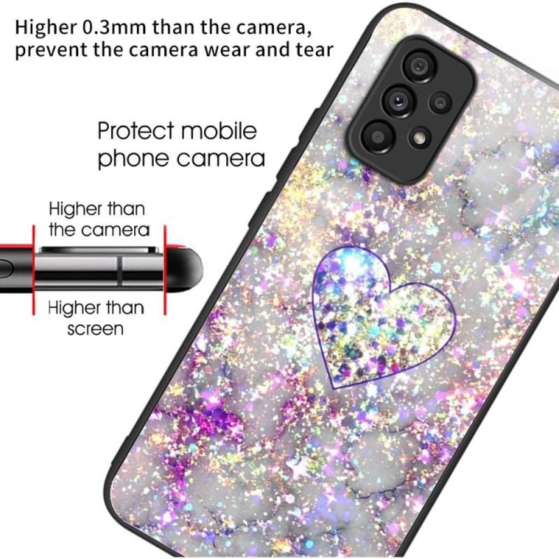 Coque Samsung Galaxy A53 5G Verre Trempé Coeur à Paillettes