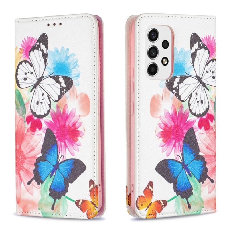 Flip Cover Samsung Galaxy A53 5G Papillons Colorés