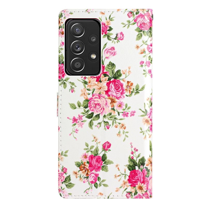 Housse Samsung Galaxy A53 5G Fleurs Liberty à Lanière