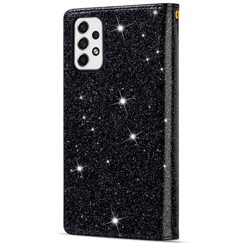 Housse Samsung Galaxy A53 5G Paillettes Portefeuille Zip