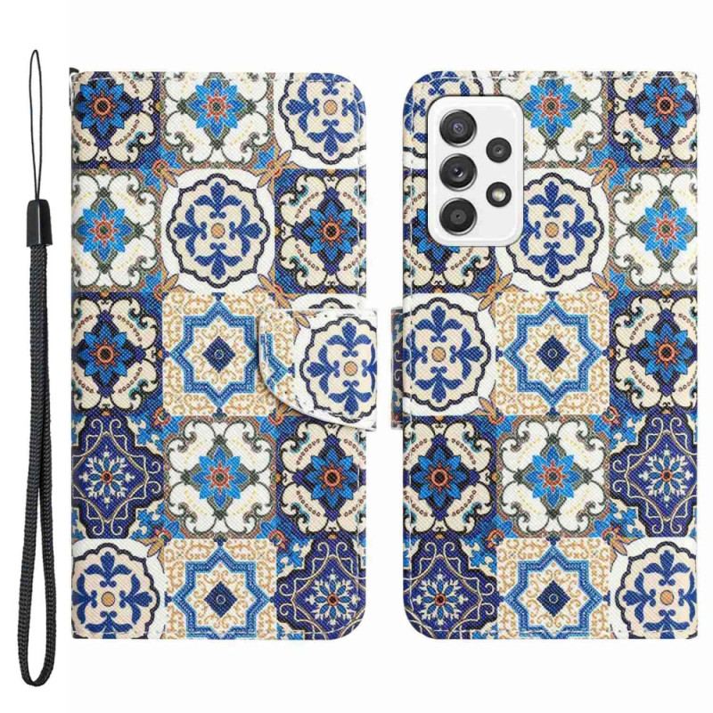 Housse Samsung Galaxy A53 5G Patchwork à Lanière