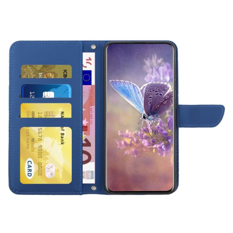 Housse Xiaomi 14T Pro Motif Papillons et Fleurs à Lanière