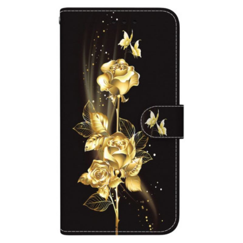 Housse Xiaomi 14T Pro Papillons Dorés et Roses