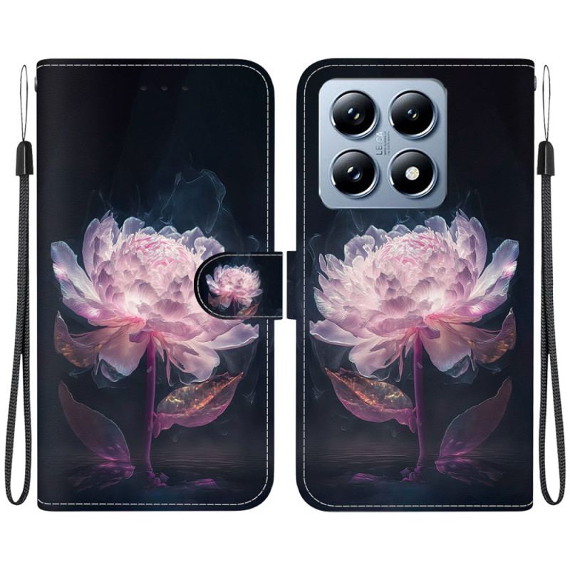 Housse Xiaomi 14T Pro Pivoine Rose à Lanièr