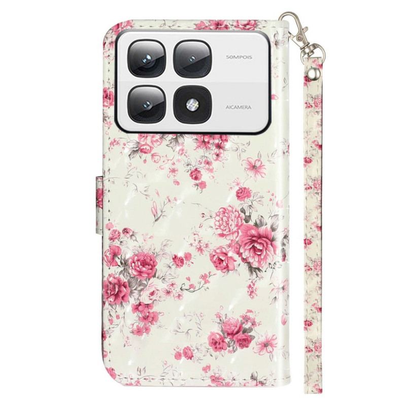 Housse Xiaomi 14T Pro Roses à Lanière