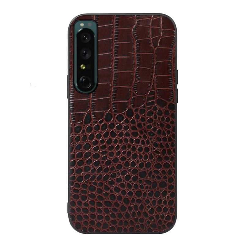 Coque Sony Xperia 1 IV Véritable Cuir Texture Crocodile