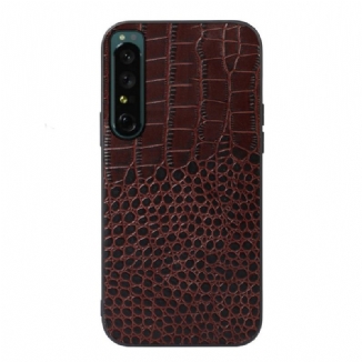 Coque Sony Xperia 1 IV Véritable Cuir Texture Crocodile