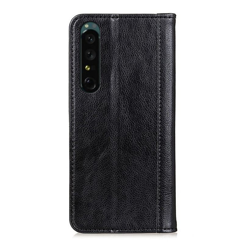 Flip Cover Sony Xperia 1 IV Cuir Fendu Classique