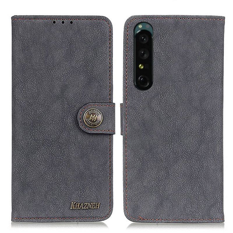 Housse Sony Xperia 1 IV Cuir Fendu Vintage KHAZNEH