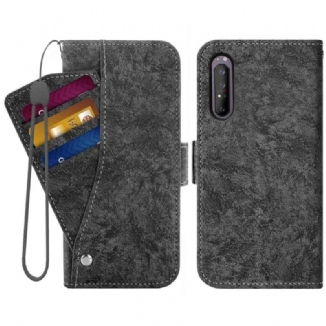 Housse Sony Xperia 1 IV Effet Cuir avec Porte-Cartes Rotatif