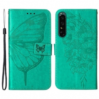 Housse Sony Xperia 1 IV Papillon avec Lanière