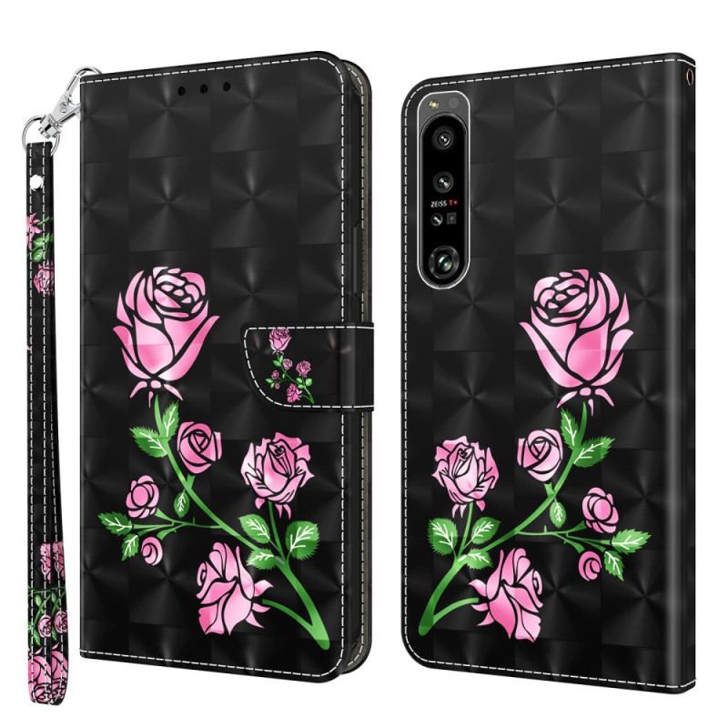 Housse Sony Xperia 1 IV Roses avec Lanière