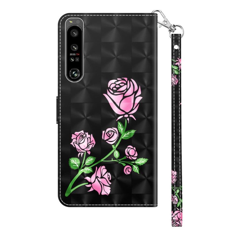 Housse Sony Xperia 1 IV Roses avec Lanière