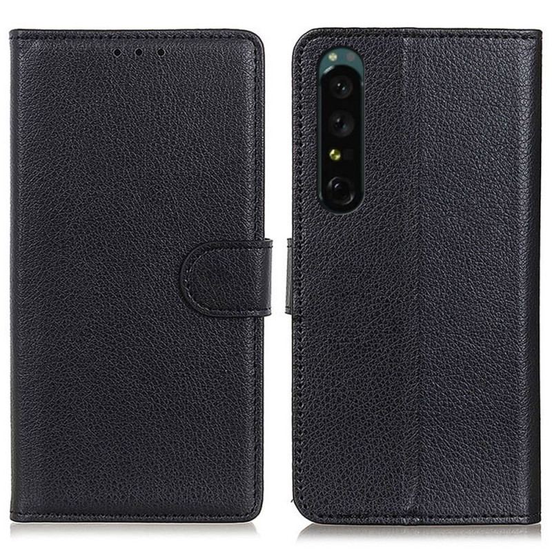 Housse Sony Xperia 1 IV Simili Cuir Litchi Traditionnel