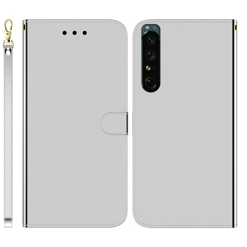 Housse Sony Xperia 1 IV Simili Cuir Miroir à Lanière