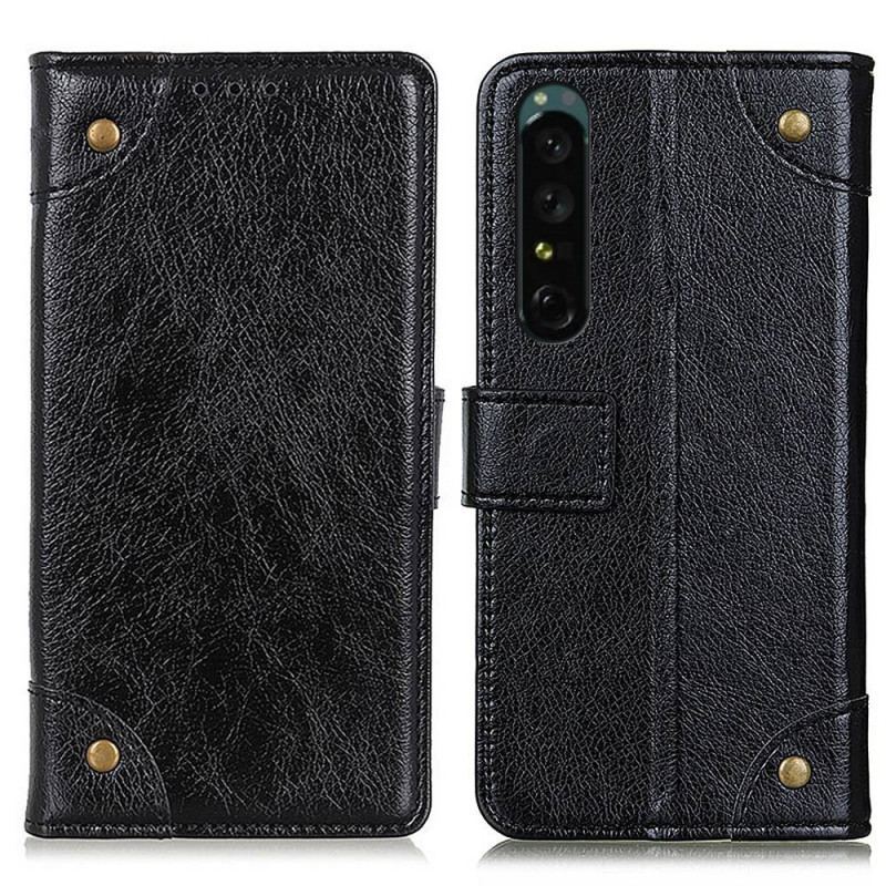 Housse Sony Xperia 1 IV Style Cuir Nappa avec Rivets