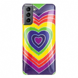 Coque Samsung Galaxy S21 FE Coeur Psychédélique