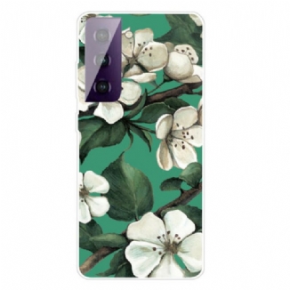 Coque Samsung Galaxy S21 FE Fleurs Blanches Peintes