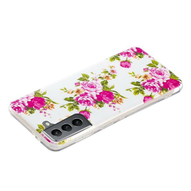 Coque Samsung Galaxy S21 FE Fleurs Liberty Fluorescente