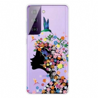 Coque Samsung Galaxy S21 FE Jolie Tête Fleurie