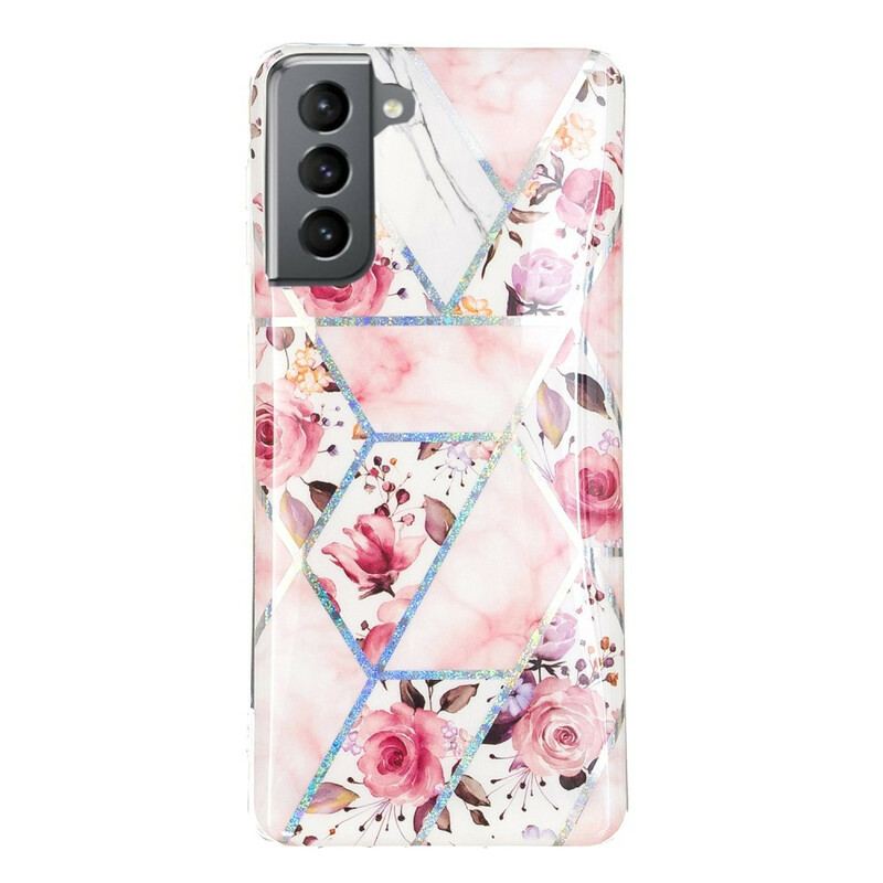 Coque Samsung Galaxy S21 FE Marbrée Fleurs