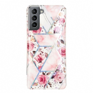 Coque Samsung Galaxy S21 FE Marbrée Fleurs