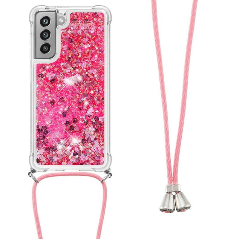 Coque Samsung Galaxy S21 FE Paillettes et Cordon