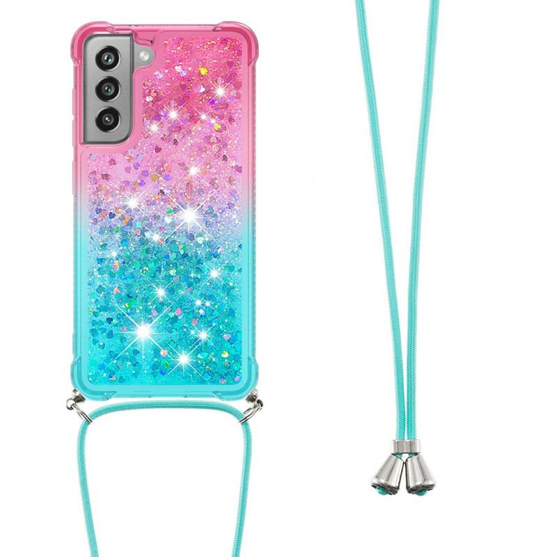 Coque Samsung Galaxy S21 FE Silicone Paillettes et Cordon