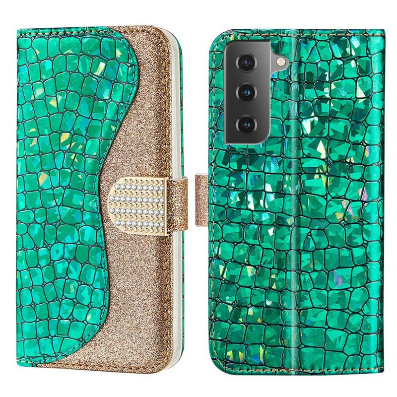 Housse Samsung Galaxy S21 FE Croco Diamants