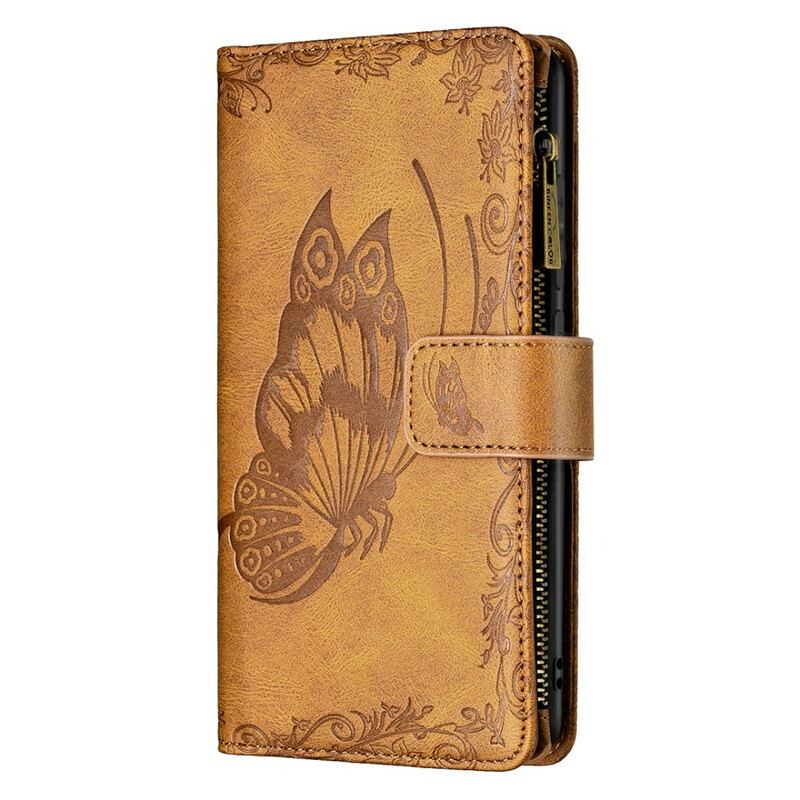 Housse Samsung Galaxy S21 FE Papillon Baroque Poche Zippée